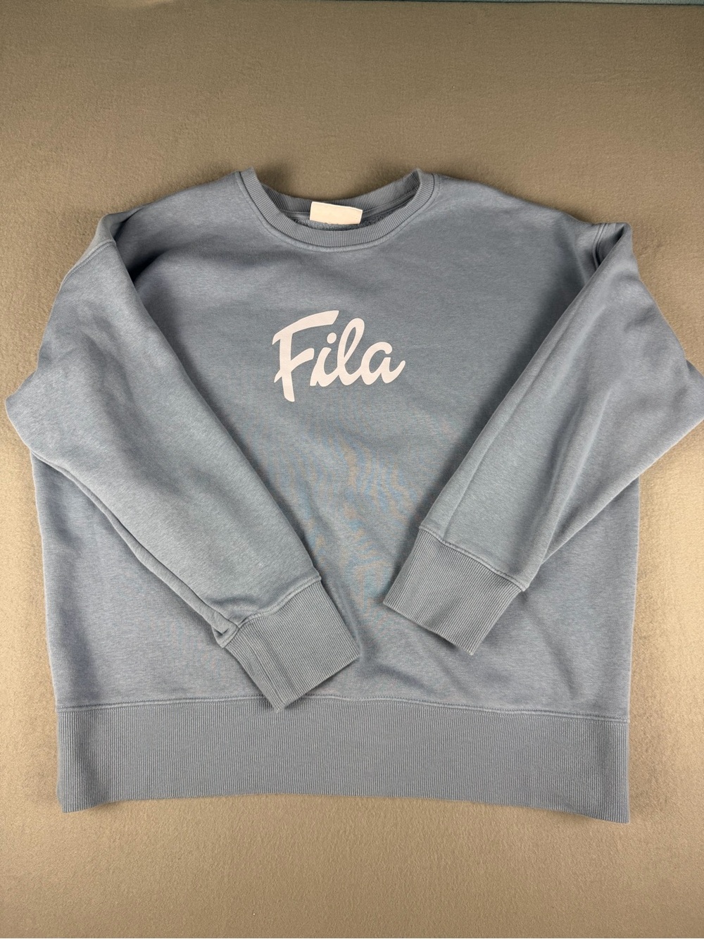 Fila Women's Crewneck Sweatshirt - Light Blue with White Logo
